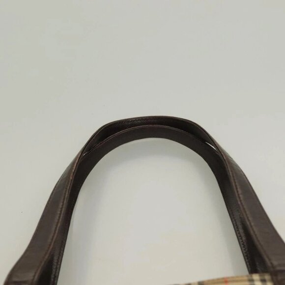 BURBERRY Nova Check Tote Bag Canvas Beige Silver Auth BA2880 - Picture 9 of 16